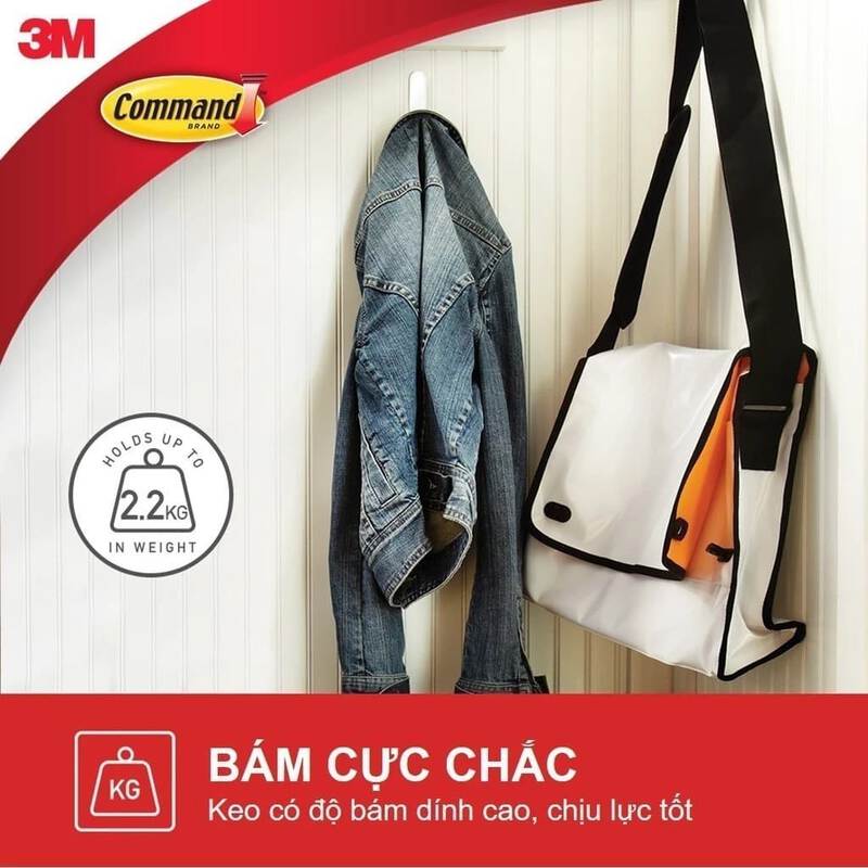 Móc dán tường kiểu vuông Command™ 17003ANZ - Chịu lực 2.2 kg - 1 cái/vỉ, , large image number null